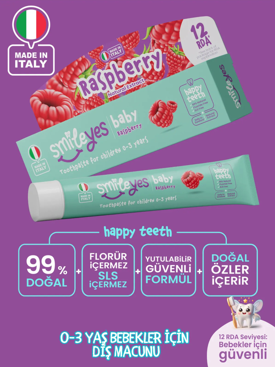 Smileyes Baby Diş Macunu 0-3 Yaş 30 ml Raspberry - 2