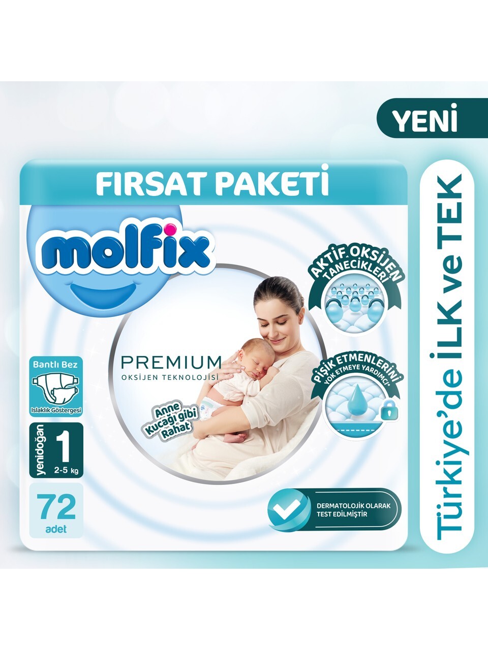 Molfix Premium Bebek Bezi Fırsat Paketi 1 Beden 2-5 Kg 72 Adet - 1