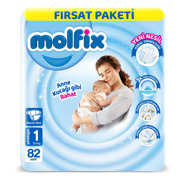Molfix Bebek Bezi Fırsat Paketi 1 Beden 2-5 Kg 82 Adet - Molfix