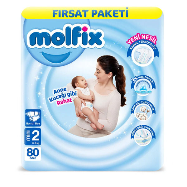 Molfix Bebek Bezi Fırsat Paketi 2 Beden 3-6 Kg 80 Adet - Molfix