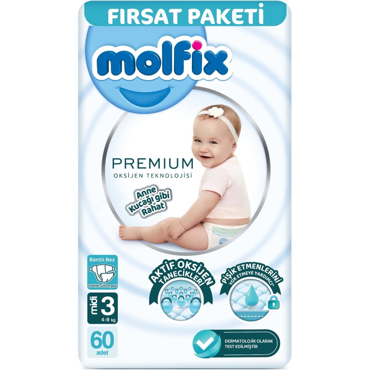 Molfix Premium Bebek Bezi Fırsat Paketi 3 Beden 4-9 Kg 60 Adet - 1
