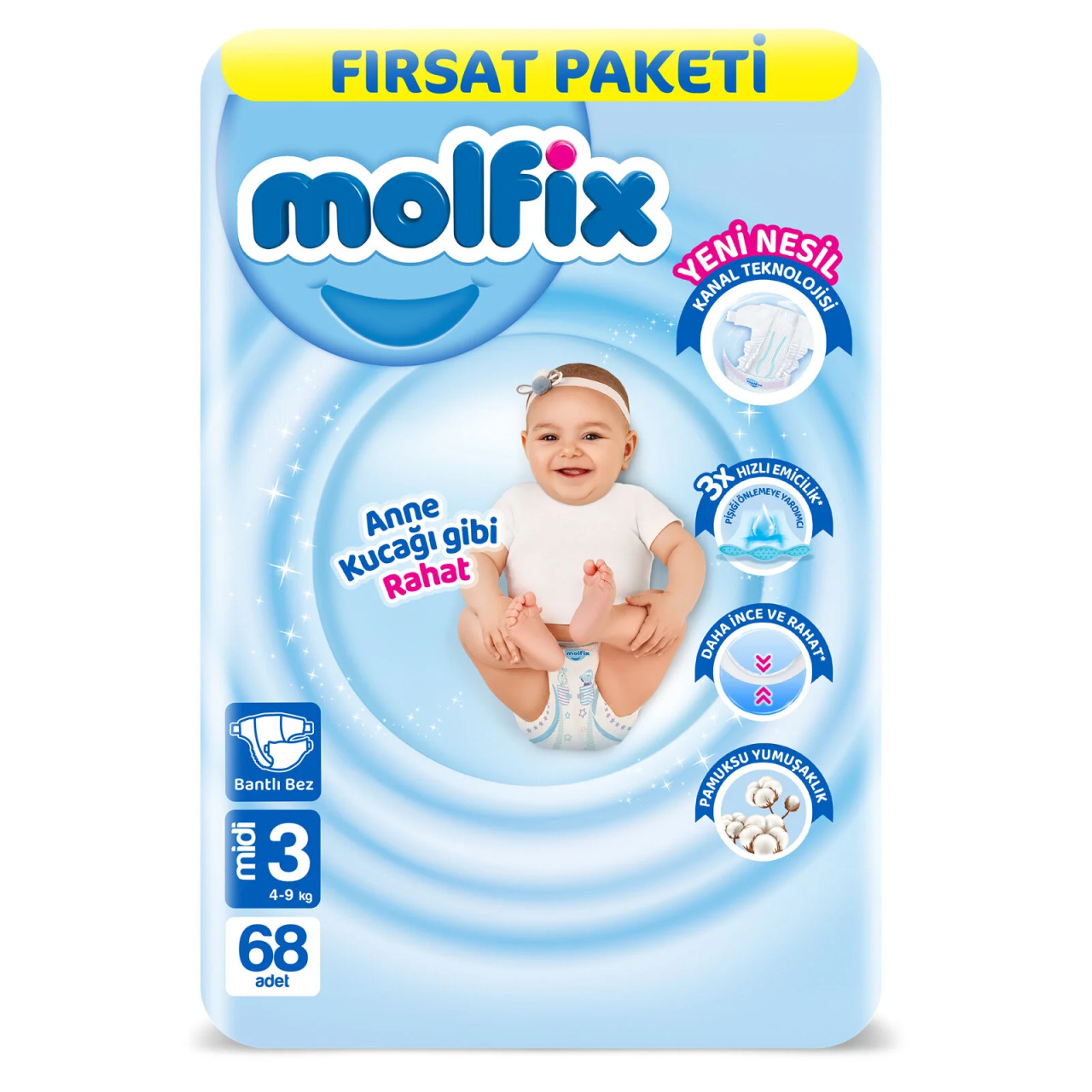 Molfix Bebek Bezi Fırsat Paketi 3 Beden 4-9 Kg 68 Adet - 1