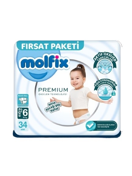 Molfix Premium Bebek Bezi Fırsat Paketi 6 Beden 15+ Kg 34 Adet - 1