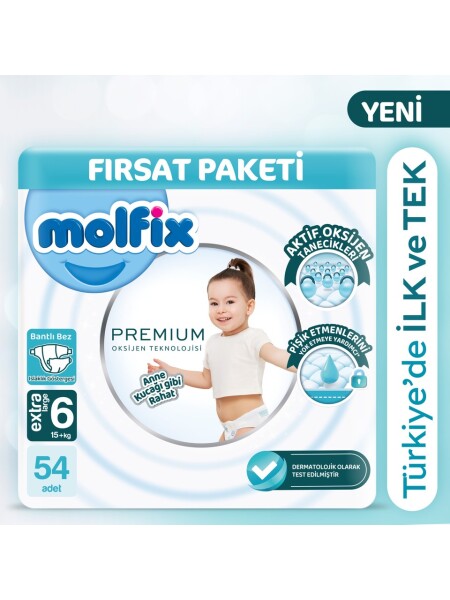 Molfix Premium Bebek Bezi Ultra Fırsat Paketi 6 Beden 15+ Kg 54 Adet - Molfix
