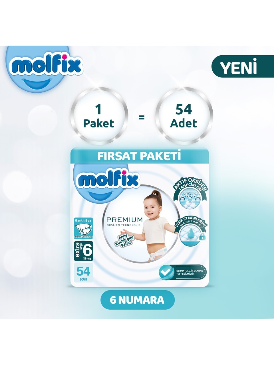 Molfix Premium Bebek Bezi Ultra Fırsat Paketi 6 Beden 15+ Kg 54 Adet - 2