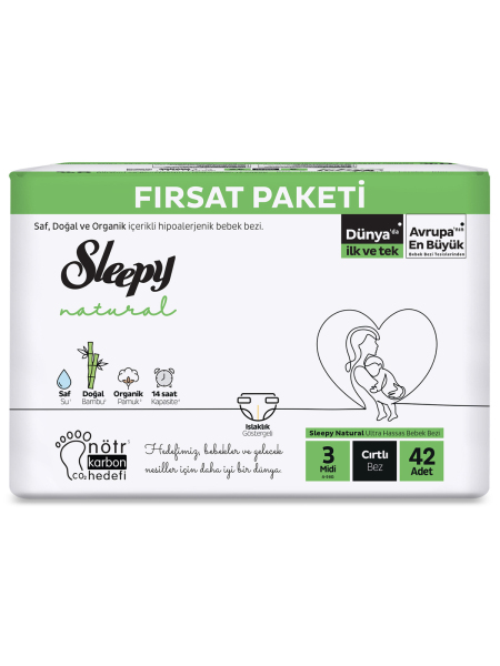 Sleepy Natural Bebek Bezi Fırsat Paketi 3 Beden 42 Adet - Sleepy