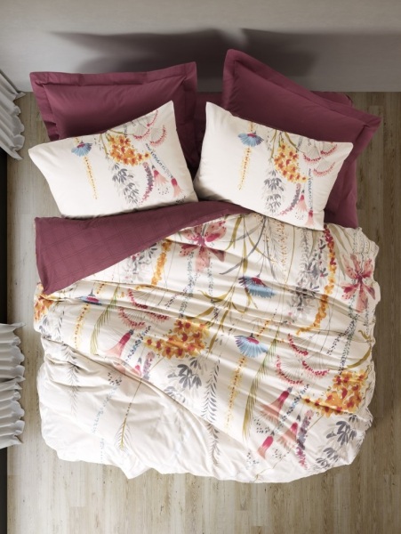 Cotton Box Nevresim Takımı Tek Kişilik Flos Bordo - Cotton Box