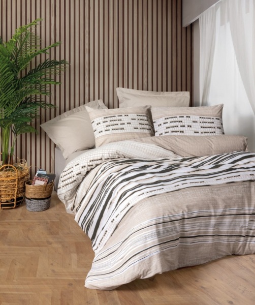 Cotton Box Line Ranforce Nevresim Takımı Tek Kişilik Perry Bej - Cotton Box