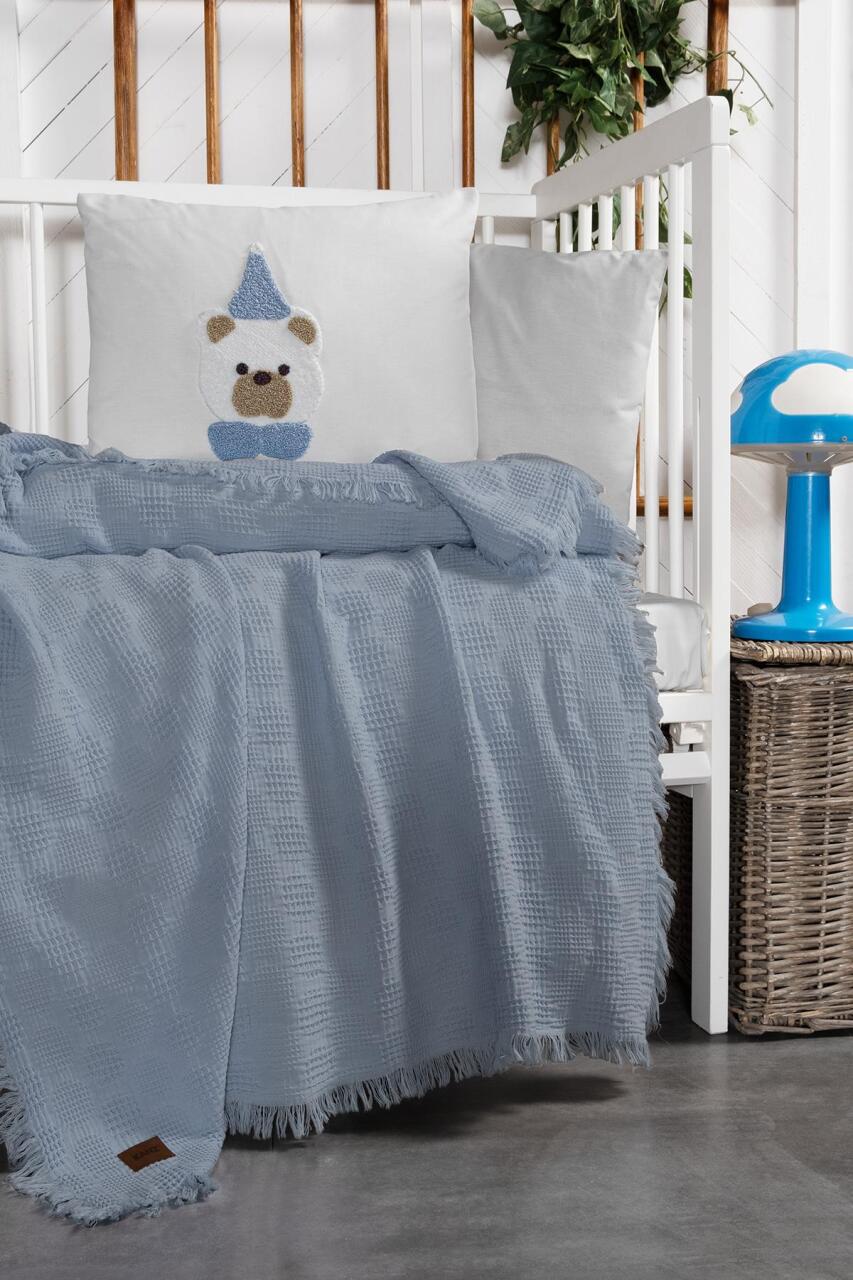 Kanz Bebek Waffle Müslin Nakışlı Pike Knz-021 Teddy - 1