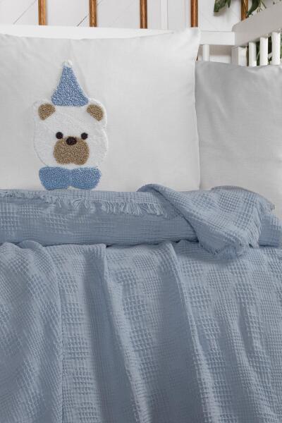 Kanz Bebek Waffle Müslin Nakışlı Pike Knz-021 Teddy - 2