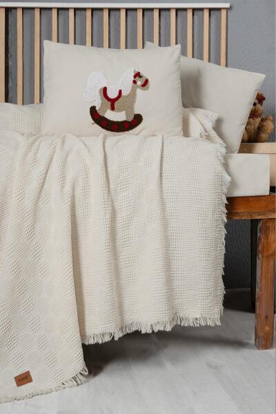 Kanz Bebek Waffle Müslin Nakışlı Pike Knz-021 Ponny - Kanz