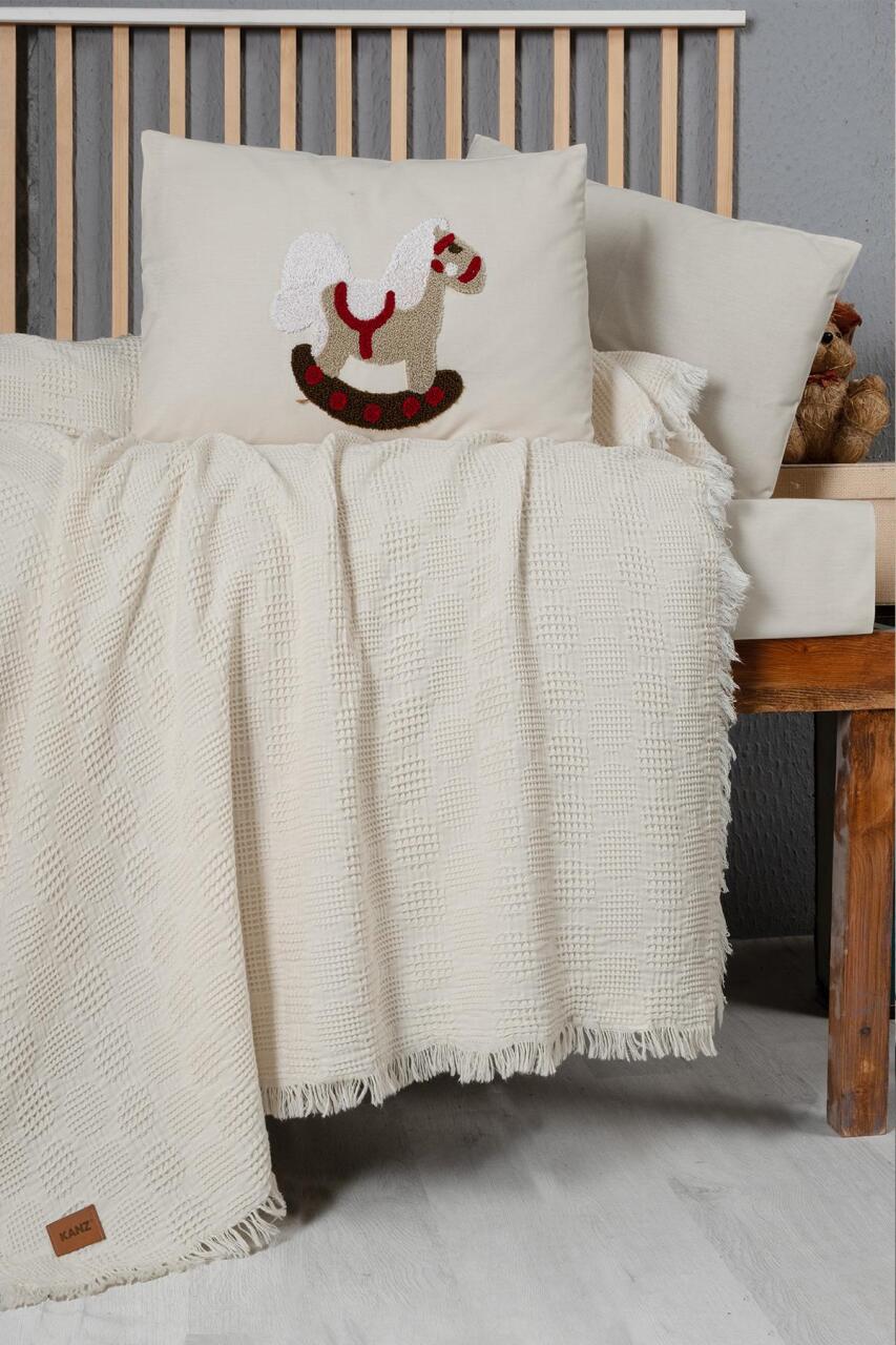 Kanz Bebek Waffle Müslin Nakışlı Pike Knz-021 Ponny - 1