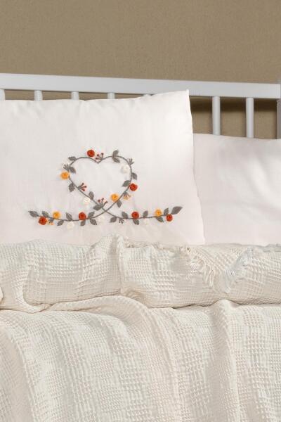 Kanz Bebek Waffle Müslin Nakışlı Pike Knz-021 Little Heart - 2