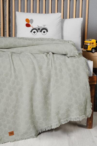 Kanz Bebek Waffle Müslin Nakışlı Pike Knz-021 Bubble Yeşil - Kanz