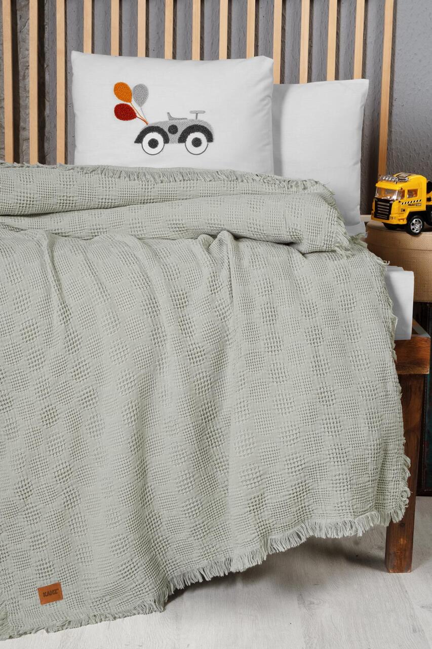 Kanz Bebek Waffle Müslin Nakışlı Pike Knz-021 Bubble Yeşil - 1