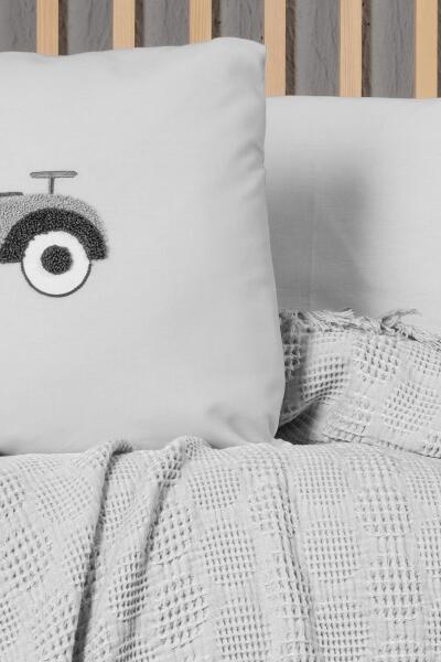 Kanz Bebek Waffle Müslin Nakışlı Pike Knz-021 Bubble Gri - 4