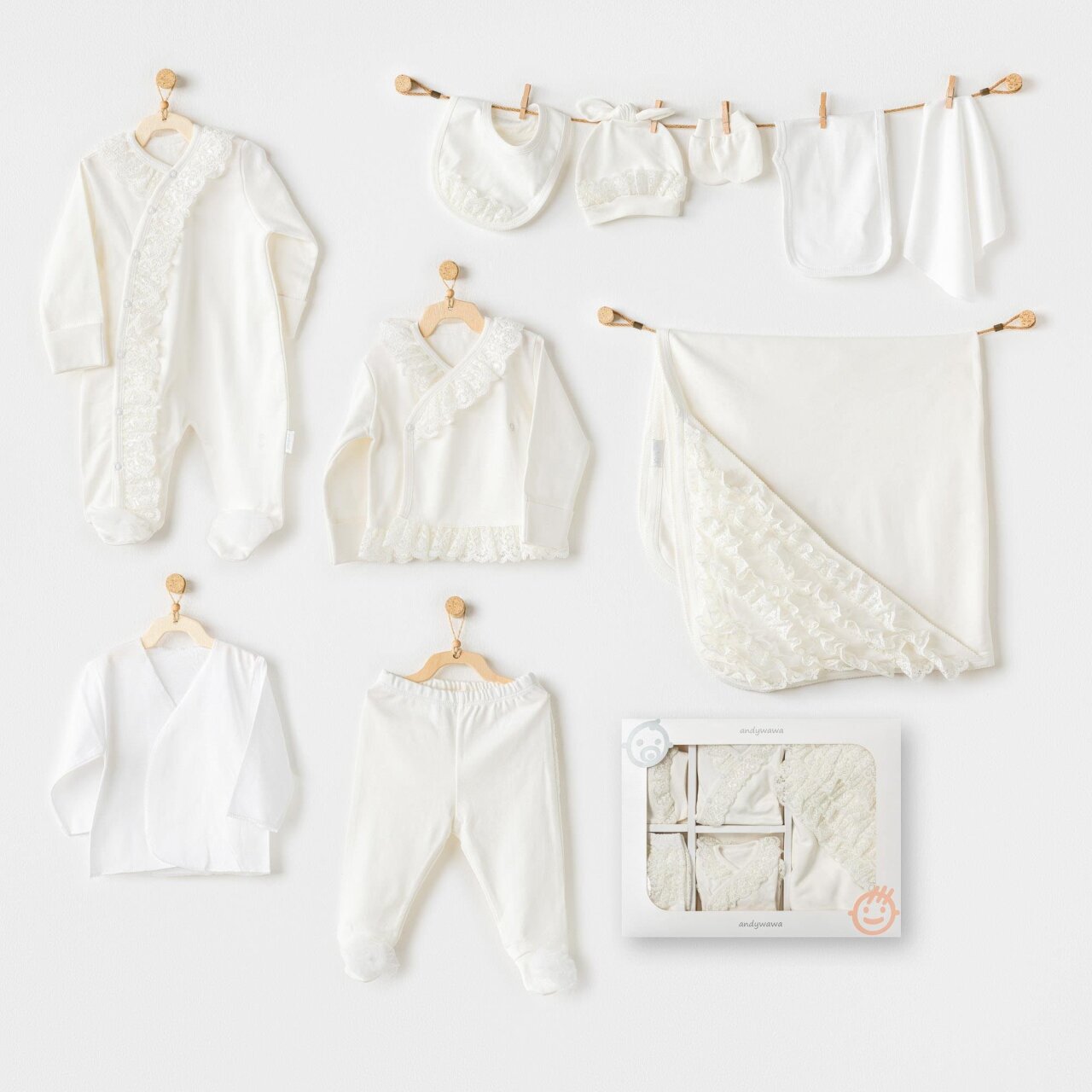 Andywawa AC25311 Newborn Chic Girl 10'Lu Hastane Çıkışı Ekru - 1
