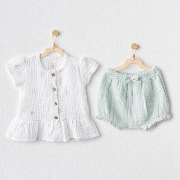 Andywawa AC25509 Love Family Müslin 2'Li Zıbın Set Mint - Andywawa