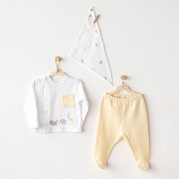 Andywawa AC25807 Side Snap Set Little King 3'Lü Zıbın Set Yellow - Andywawa