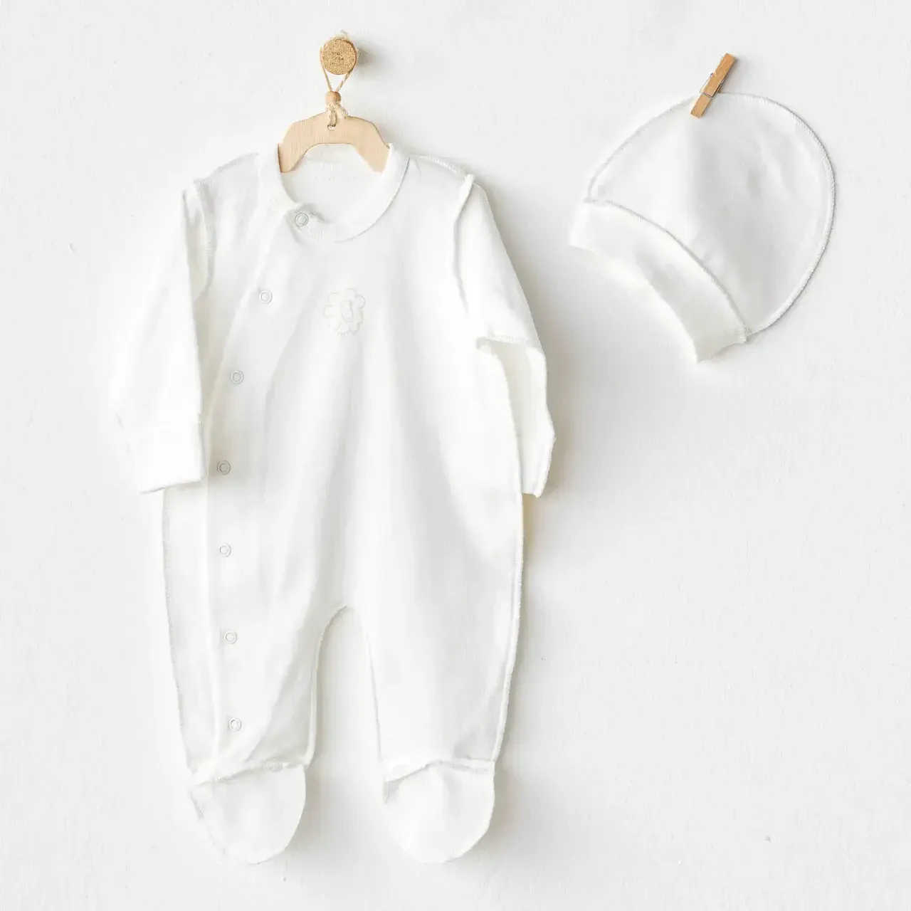 Andywawa AC25732 Organik Premature Line Tulum Takım Ekru - Andywawa