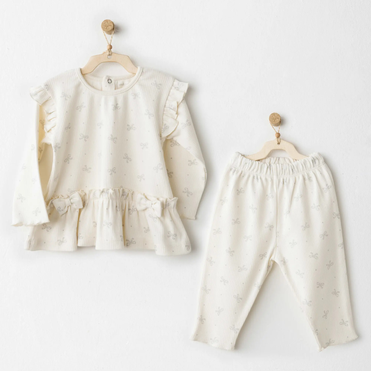Andywawa AC26256 Baby Bow Bliss 2'li Takım Ekru - 1