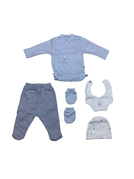 Bibaby Biorganic Love Floral 5'Li Hastane Çıkış Seti 62360 Ekru Lila - 1