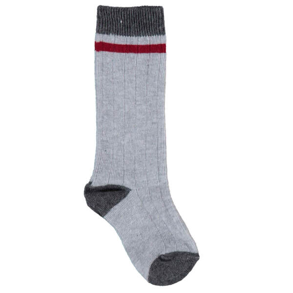 Bibaby Biorganic Çizgili Dizaltı Yaş Çorap 68431 Gri - Bibaby