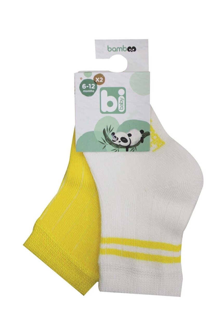 Bibaby Derby Bamboo 2'Li Çorap 68386 Ekru Sarı - 1