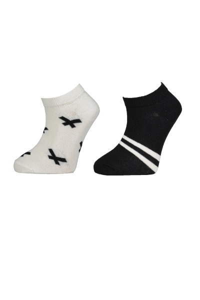 Bibaby Biorganic Çizgili 2'Li Yaş Patik Çorap 68429 Siyah - Bibaby