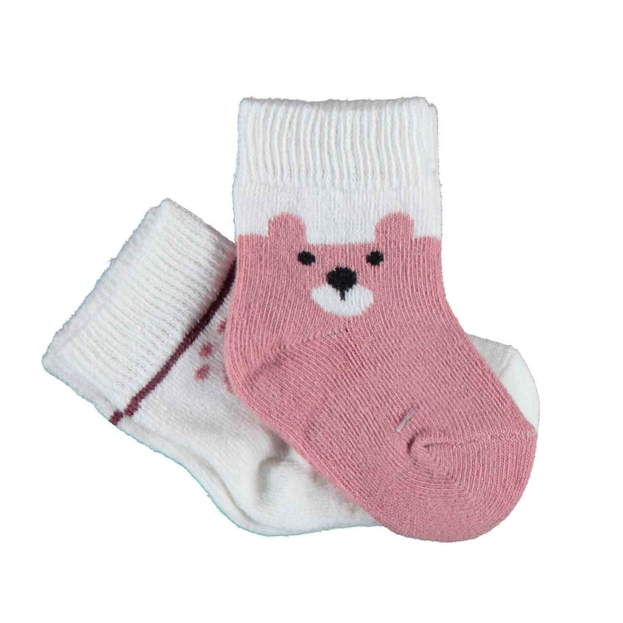 Bibaby Biorganic Happy Bear 2'Li Çorap 68413 Gül Kurusu - 1