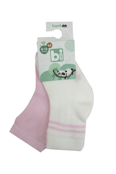 Bibaby Derby Bamboo 2'Li Çorap 68386 Ekru Pembe - 1