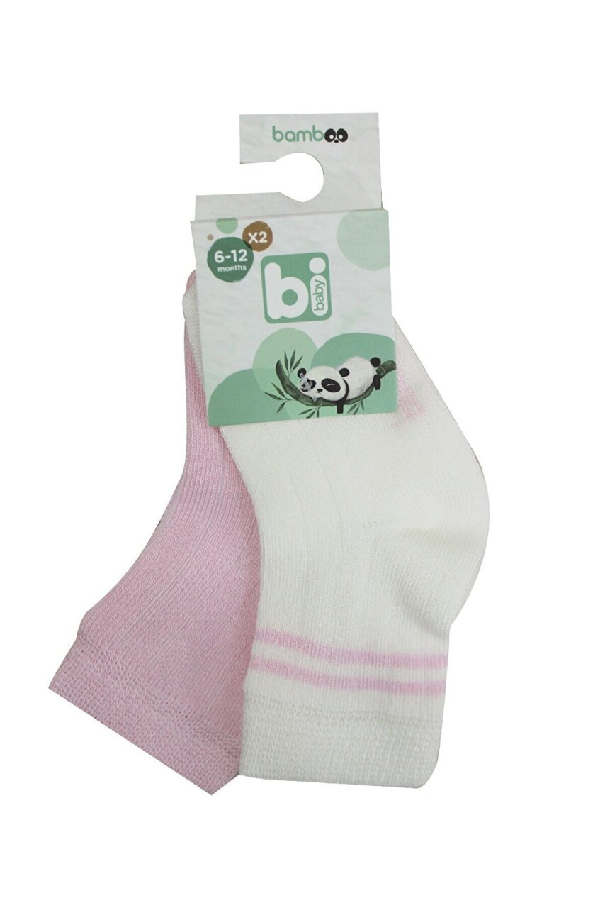 Bibaby Derby Bamboo 2'Li Çorap 68386 Ekru Pembe - 1