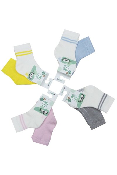 Bibaby Derby Bamboo 2'Li Çorap 68386 Ekru Mavi - 2