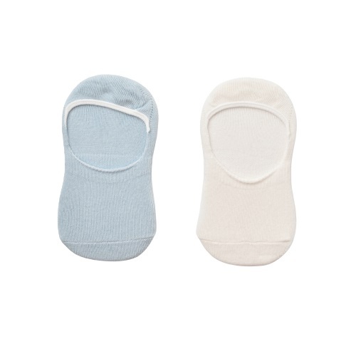 Bibaby Biorganic Basic Erkek Babet 2'Li Çorap 68454 Mavi Ekru - 1