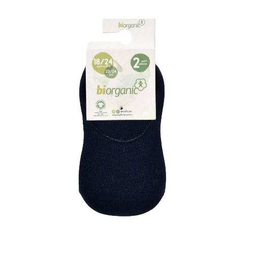Bibaby Biorganic Basic Erkek Babet 2'Li Çorap 68454 Gri Lacivert - 2