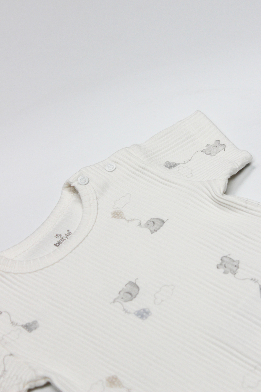 Bistyle Flying Elephant Yarım Kol 2'Li Body 17116 Ekru Gri - 2