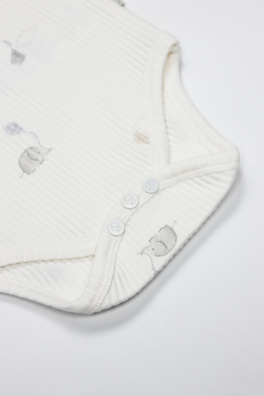 Bistyle Flying Elephant Yarım Kol 2'Li Body 17116 Ekru Gri - 4