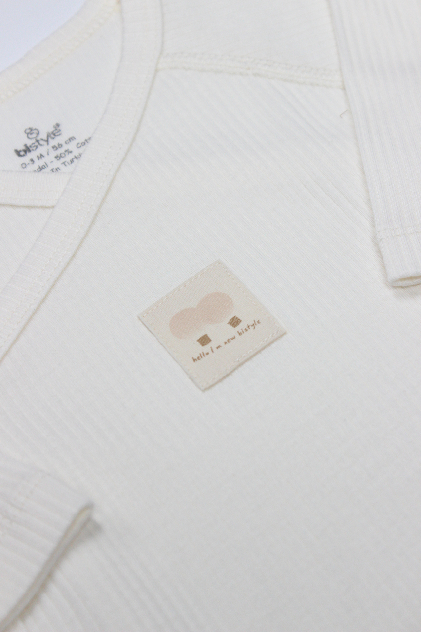 Bistyle Organic Modal Flying Balloons Kruvaze Uzun Kol Body BS17121 Ekru - 3