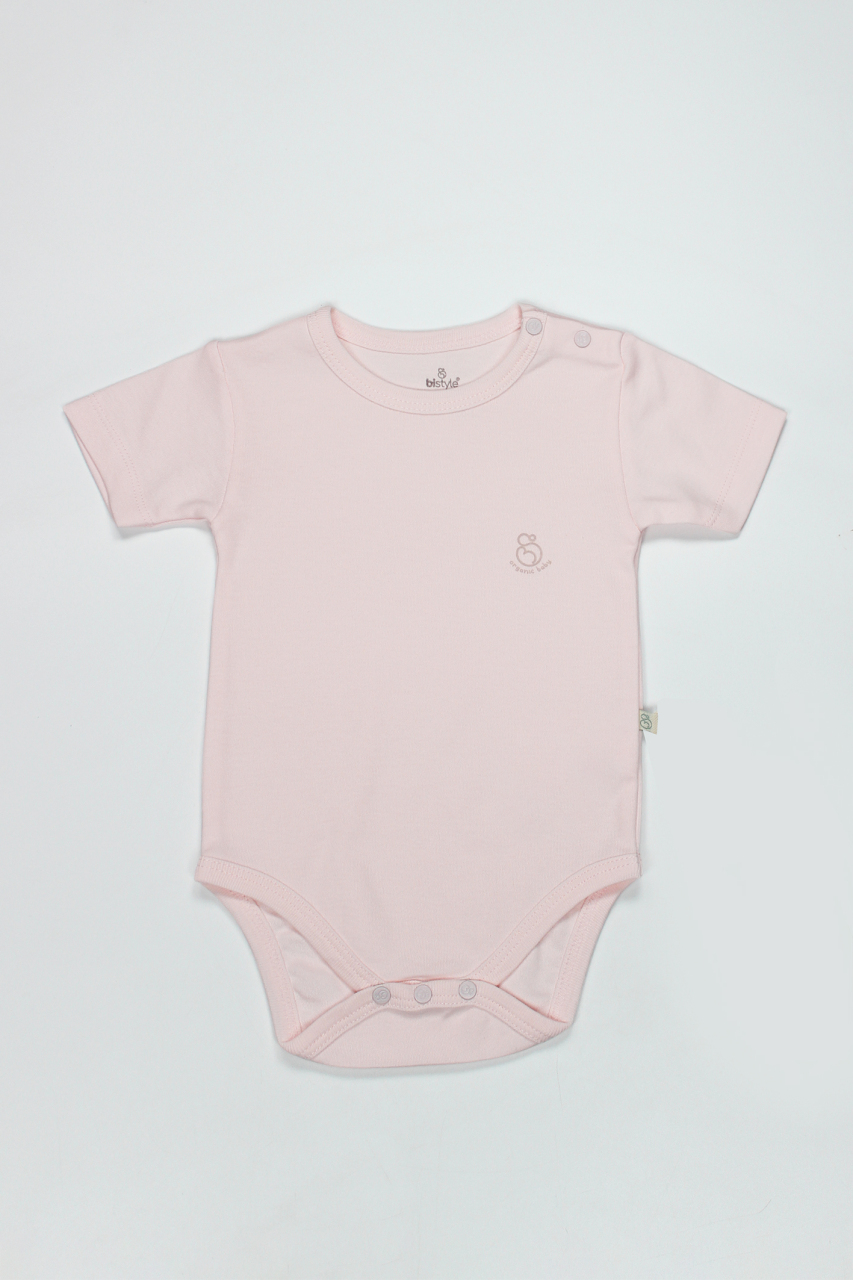 Bistyle Organik Natural Basic Style Yarım Kol Body BS17103 Pembe - 1