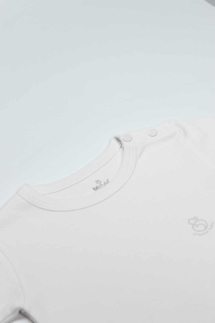 Bistyle Organik Natural Basic Style Yarım Kol Body BS17103 Beyaz - 2