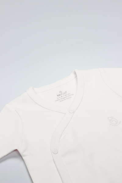 Bistyle Organik Natural Basic Style Kruvaze Uzun Kol Body BS17102 Ekru - 2
