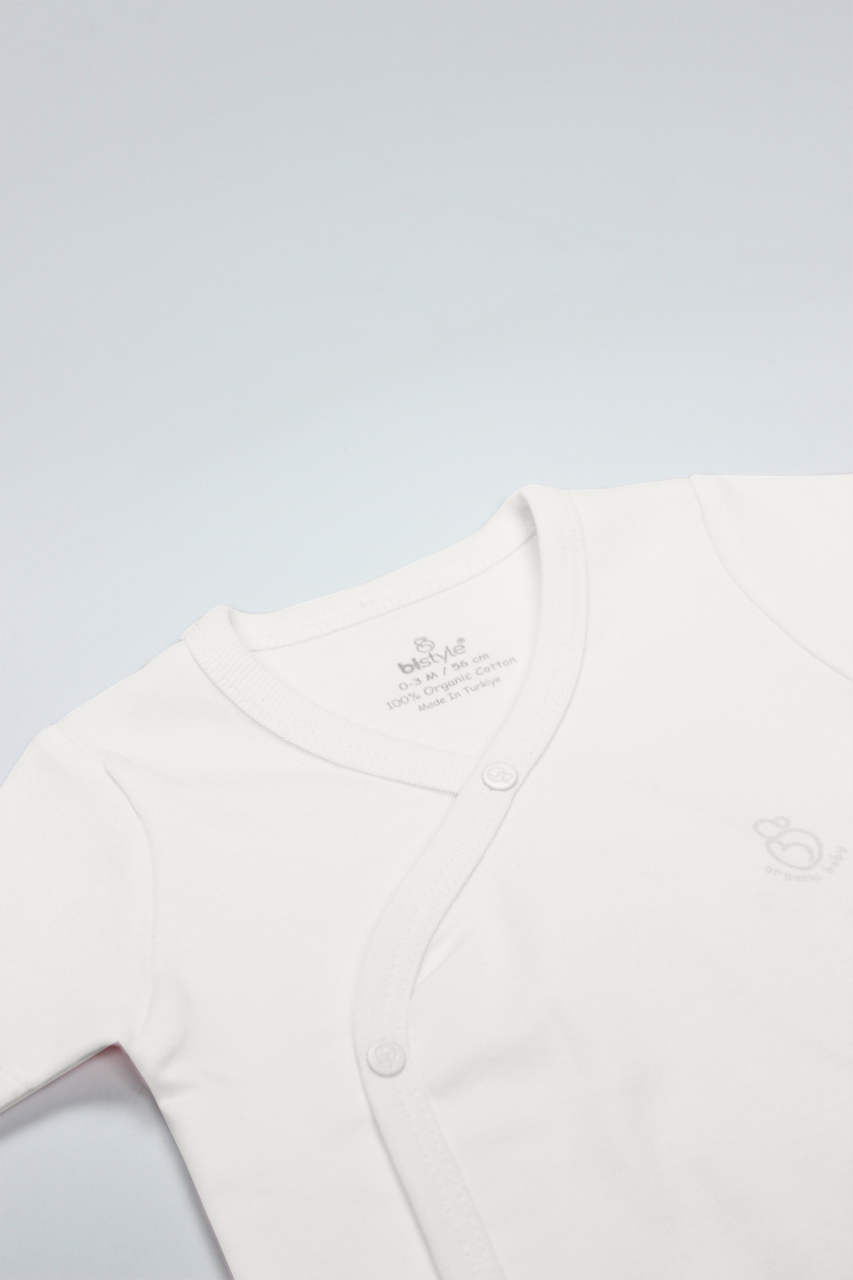 Bistyle Organik Natural Basic Style Kruvaze Uzun Kol Body BS17102 Ekru - 2