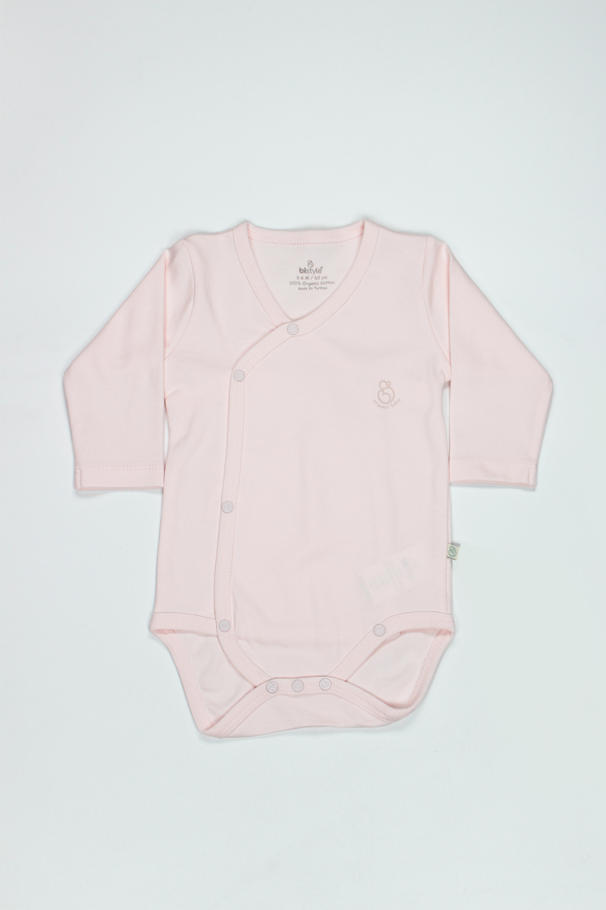 Bistyle Organik Natural Basic Style Kruvaze Uzun Kol Body BS17102 Pembe - 1