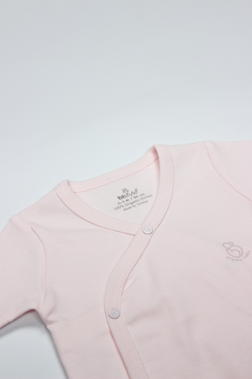 Bistyle Organik Natural Basic Style Kruvaze Uzun Kol Body BS17102 Pembe - 2