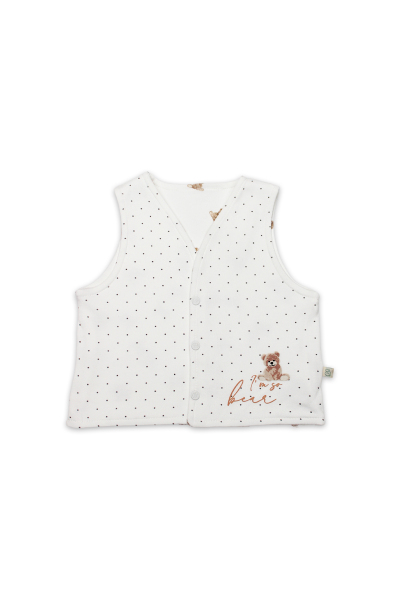 Bistyle I Am So Bear Çift Taraflı Bebe Yelek 18103 Bej Ekru - 1
