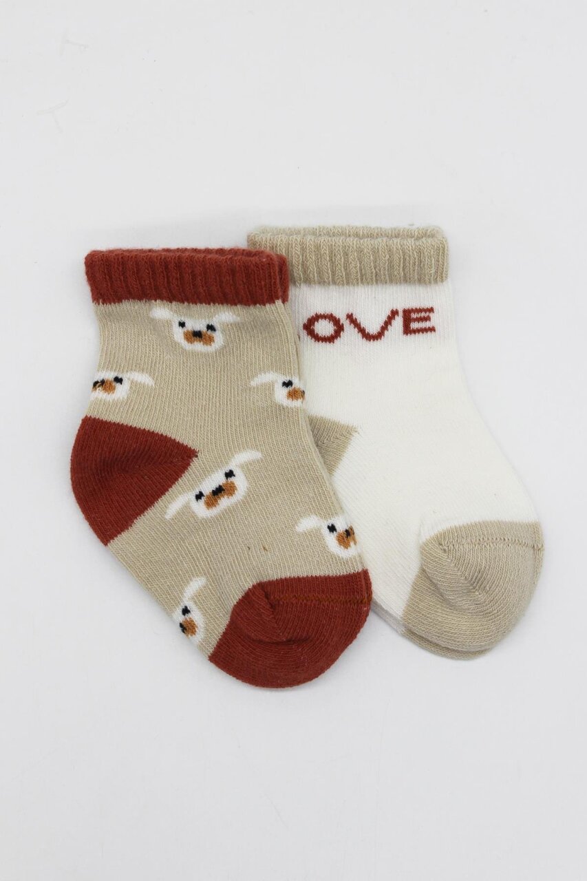 Bistyle 2'Li Love Dog Penye Soket Çorap 10118 Bej - 2