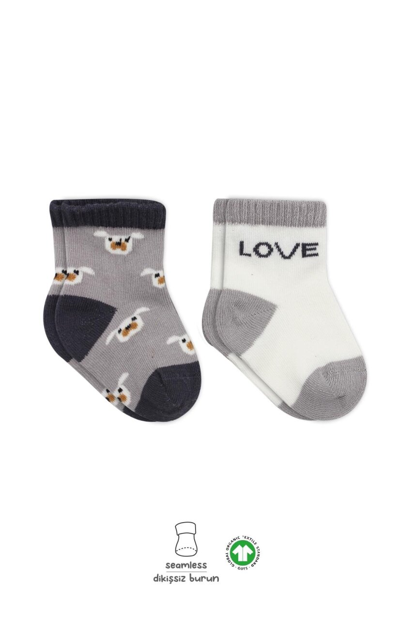 Bistyle 2'Li Love Dog Penye Soket Çorap 10118 Gri - 1