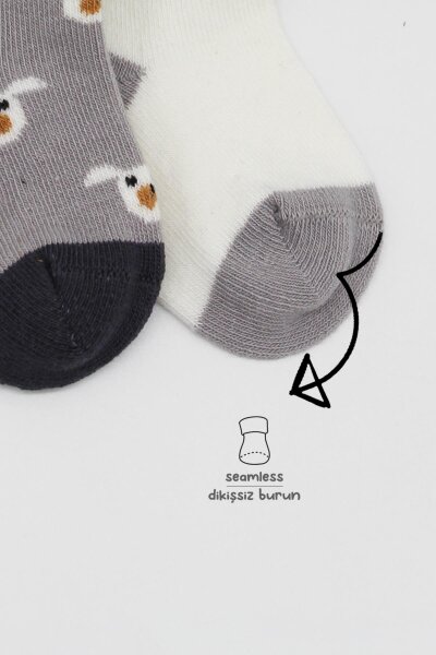 Bistyle 2'Li Love Dog Penye Soket Çorap 10118 Gri - 3