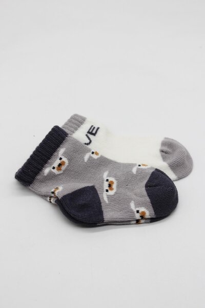 Bistyle 2'Li Love Dog Penye Soket Çorap 10118 Gri - 4