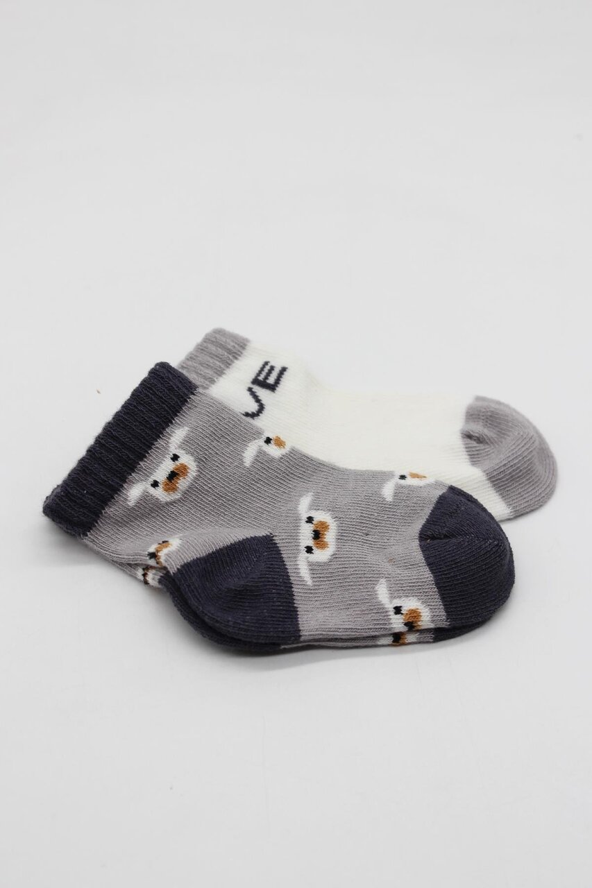 Bistyle 2'Li Love Dog Penye Soket Çorap 10118 Gri - 4